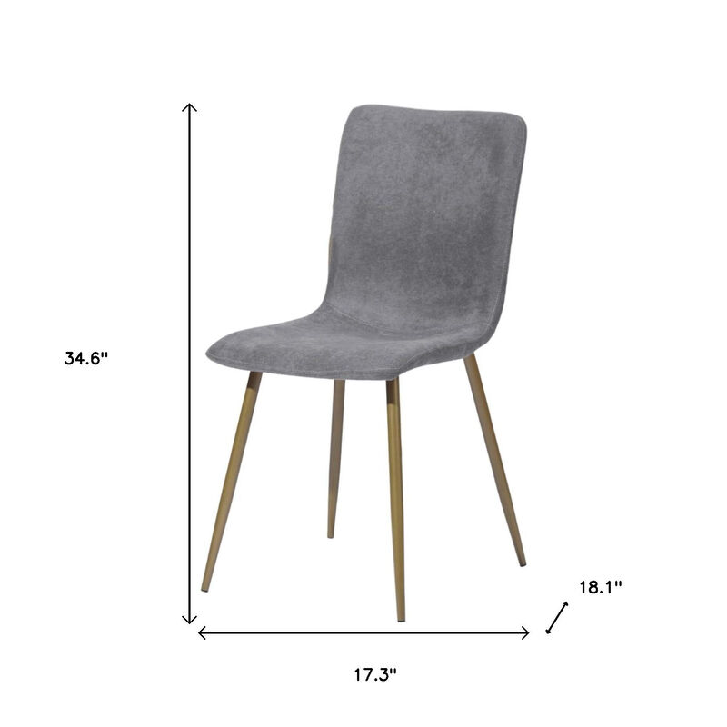 HomeRoots Set of Four Dark Gray and Gold Fabric Dining Side Chairs image number 6