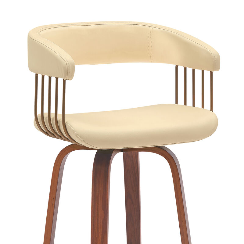 HomeRoots Faux Leather Counter Stool with Armrests and Bucket Seat image number 5