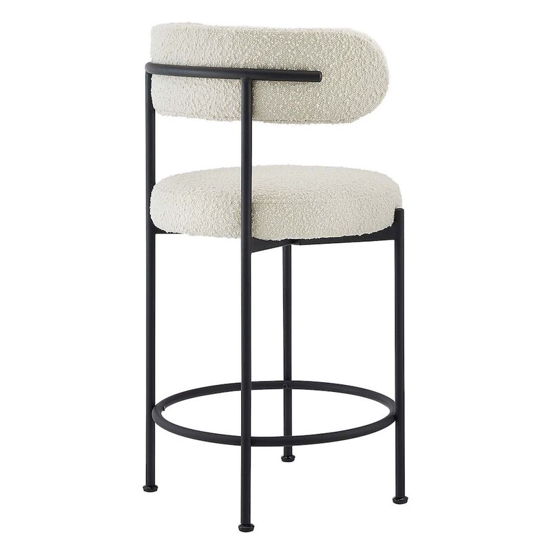 Modway EEI-6518-IVO-BLK Albie Boucle Fabric Counter Stools - Set of 2, Ivory Black image number 5