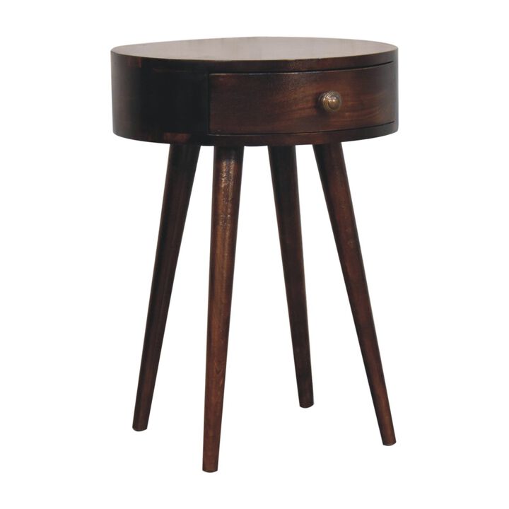 Artisan Furniture Solid Wood Nordic California Walnut Circular Shaped Bedside