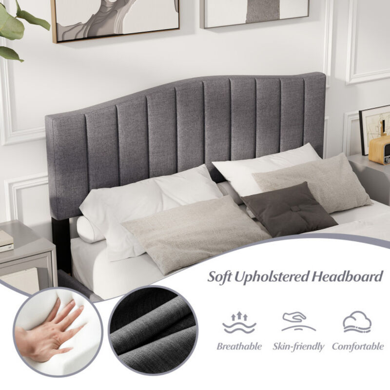 Modern Bed Frame with Vertical Channel Tufted Headboard and Adjustable Height-Grey image number 6