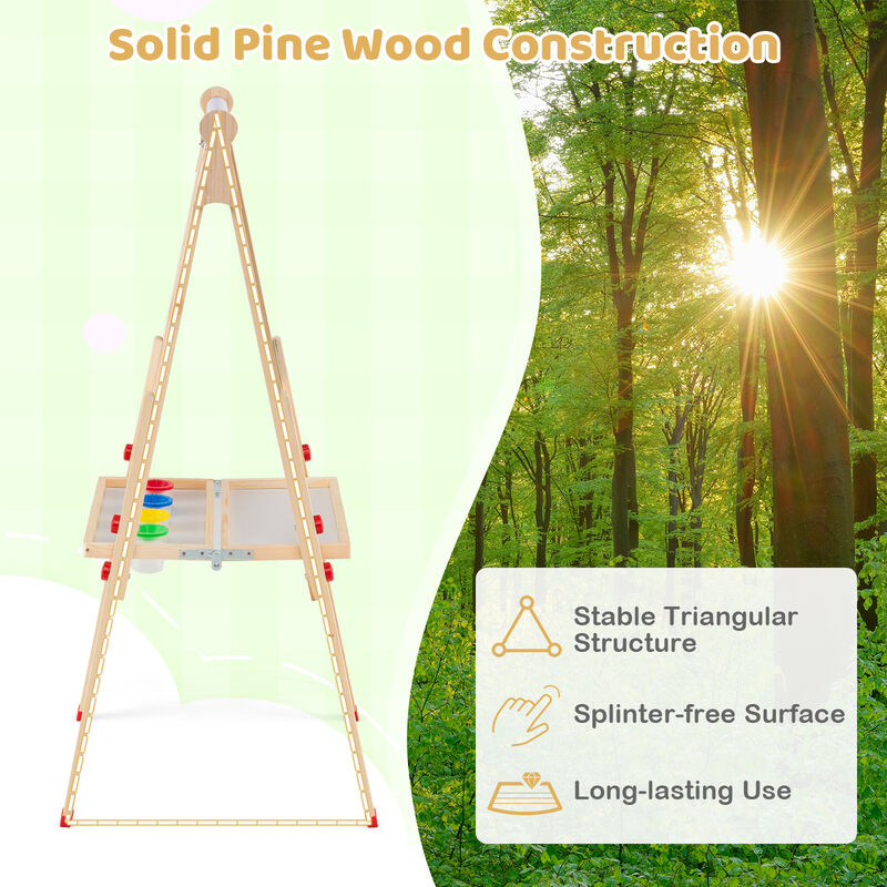 Double-Sided Wooden Kids Art Easel 3-in-1 Folding Design image number 7