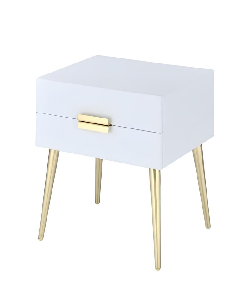 Contemporary Wood and Iron Side Table &ndash; End Table with 2 Spacious Drawers