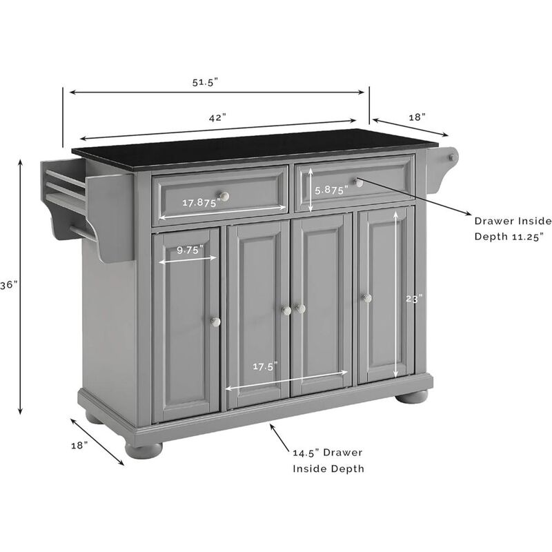Full Size Granite Top Kitchen Cart