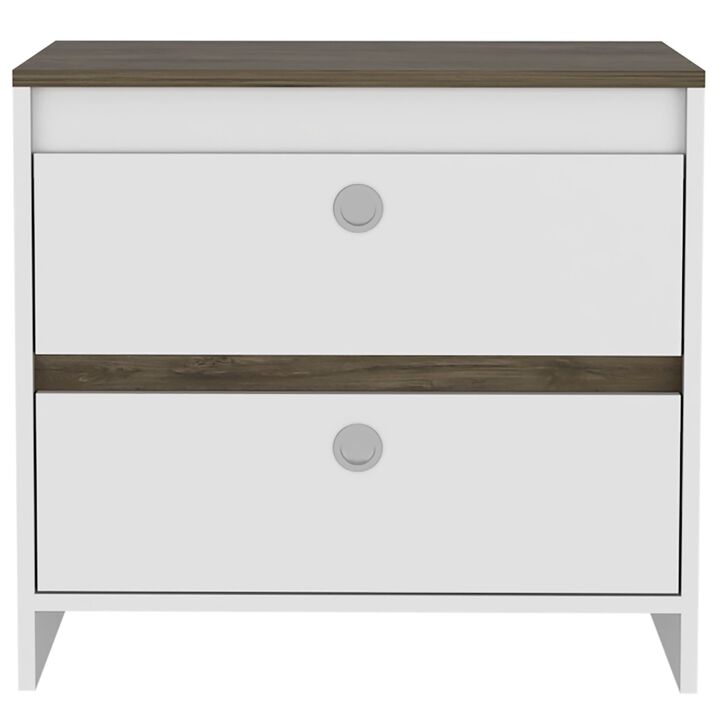 Streamdale Otom Nightstand Top, Shelf, Drawer, Legs - Smokey Oak White