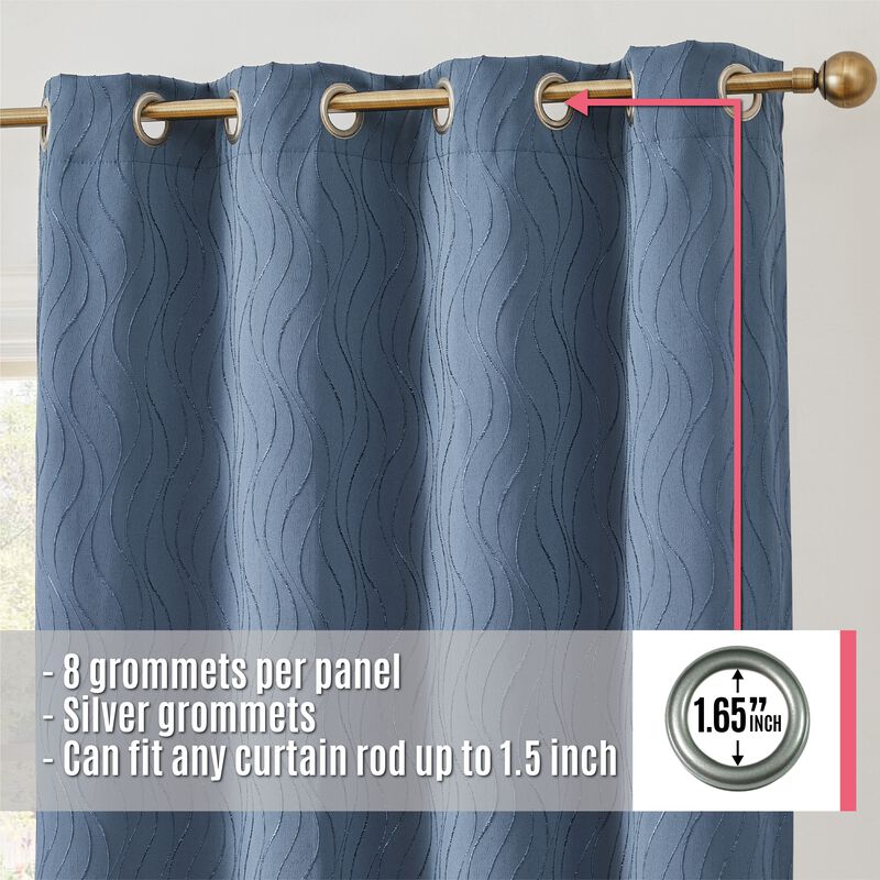 THD Spring 100% Blackout Thermal Energy Efficient Window Curtain Grommet Panels - For Living Room & Bedroom - Set of 2