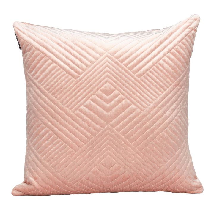 20" Peach Quilted Chevron Pattern Square Throw Pillow