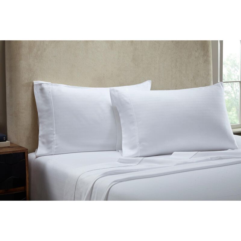 Knightsbridge 1000 Thread Count Herringbone Sateen Sheet Set - 4-Piece - Queen 60x80", White