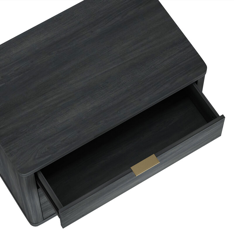 Evelyn Wide 3-Drawer Nightstands in Dark Gray (Set of 2)