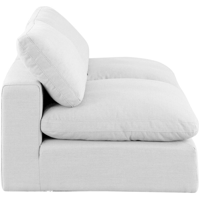 Meridian Furniture Comfy White Linen Textured Fabric Modular Sofa