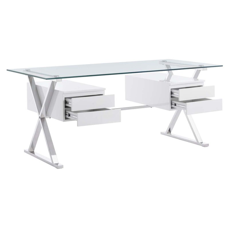 Modway EEI-6226-WHI Sector 71" Glass Top Glass Office Desk, White image number 3