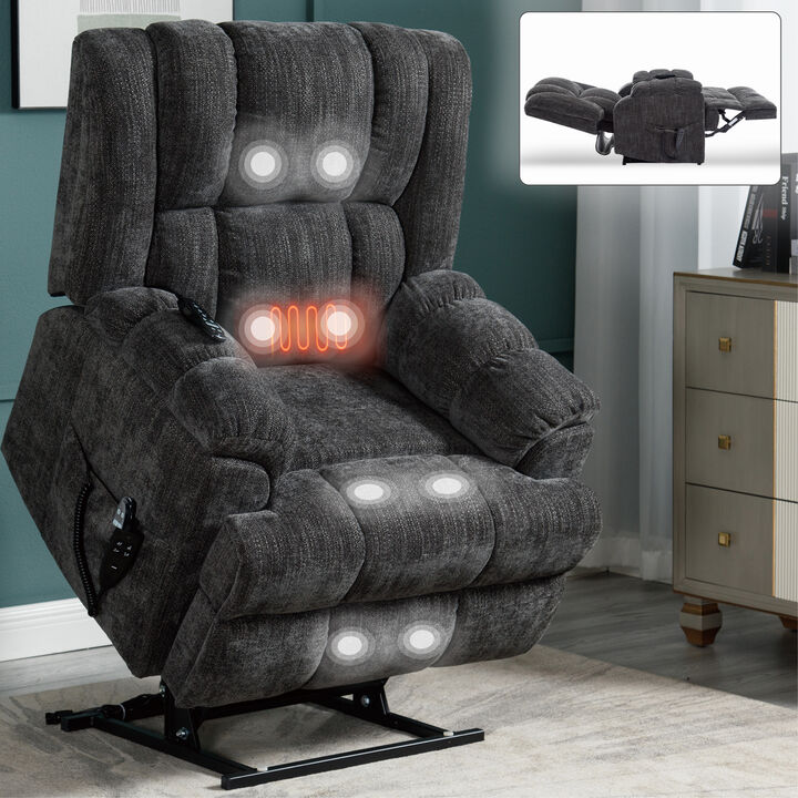 Dual Motor Heat Massage Recliners Infinite Position Up to 350 LBS Electric Power Lift Recliners