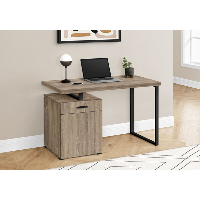 Monarch Specialties I 7764 Computer Desk, Home Office, Laptop, Left, Right Set-up, Storage Drawers, 48"L, Work, Metal, Laminate, Brown, Black, Contemporary, Modern