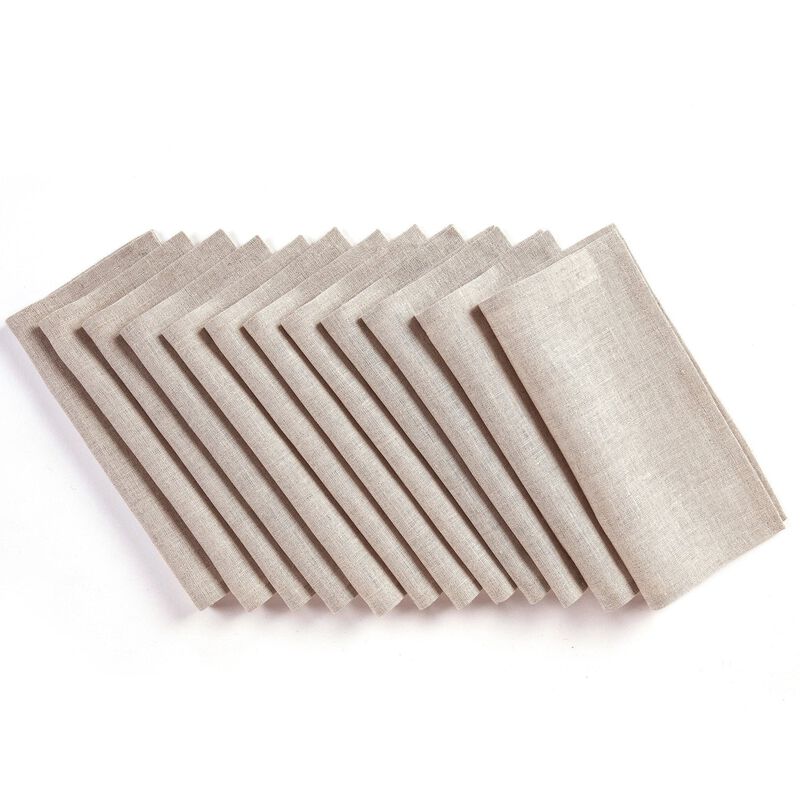 Solino Home 100% Pure Linen Cocktail Napkins 6 x 6 Inch Set of 12 - Fete