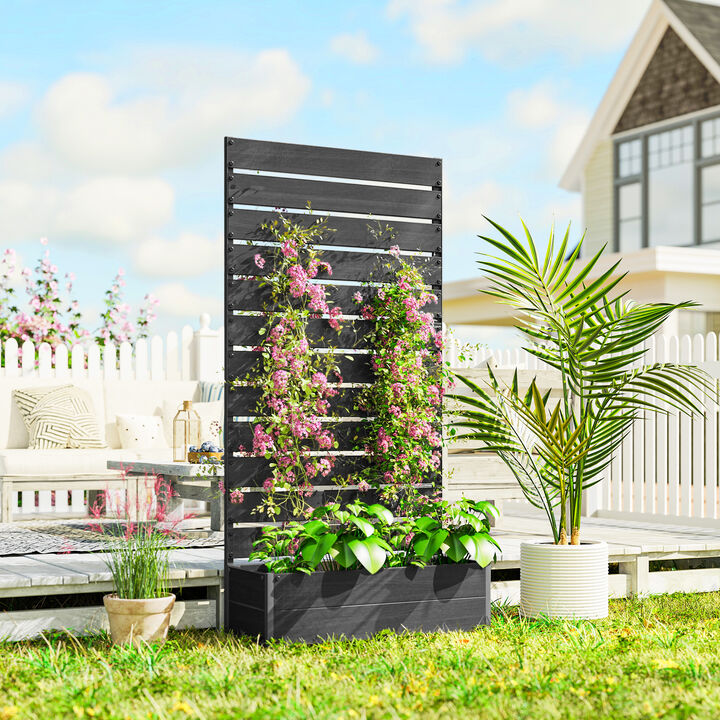 Hivvago Outdoor Garden Bed with Trellis for Climbing Plants