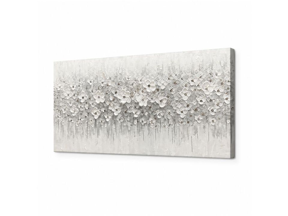 White Flowers Canvas Art Hanging Decor Botanical Wall Living Room Bedroom Oil