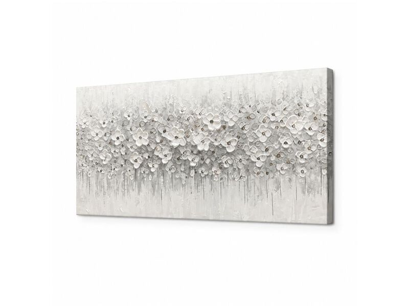White Flowers Canvas Art Hanging Decor Botanical Wall Living Room Bedroom Oil image number 0