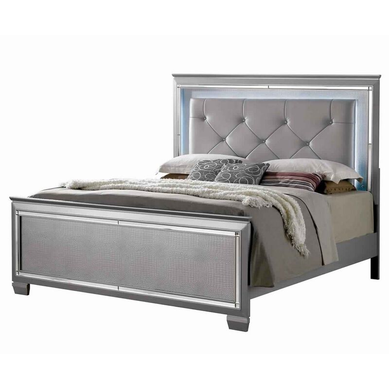 2pc King Bedroom Set, Gray Wood, Nightstand image number 3