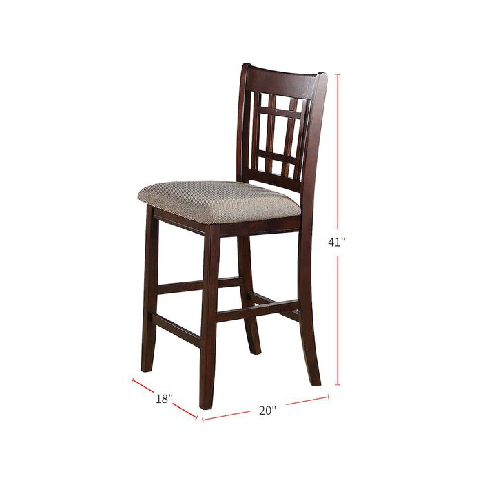 Simple Relax Neena Height Chair with Beige Upholstered Seat, Set of 2, Brown