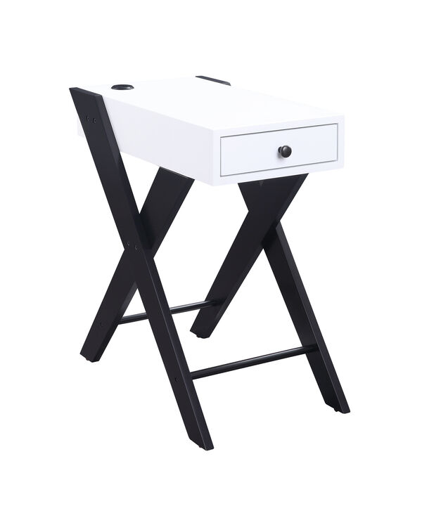 ACME Fierce Accent Table w/USB, White & Black