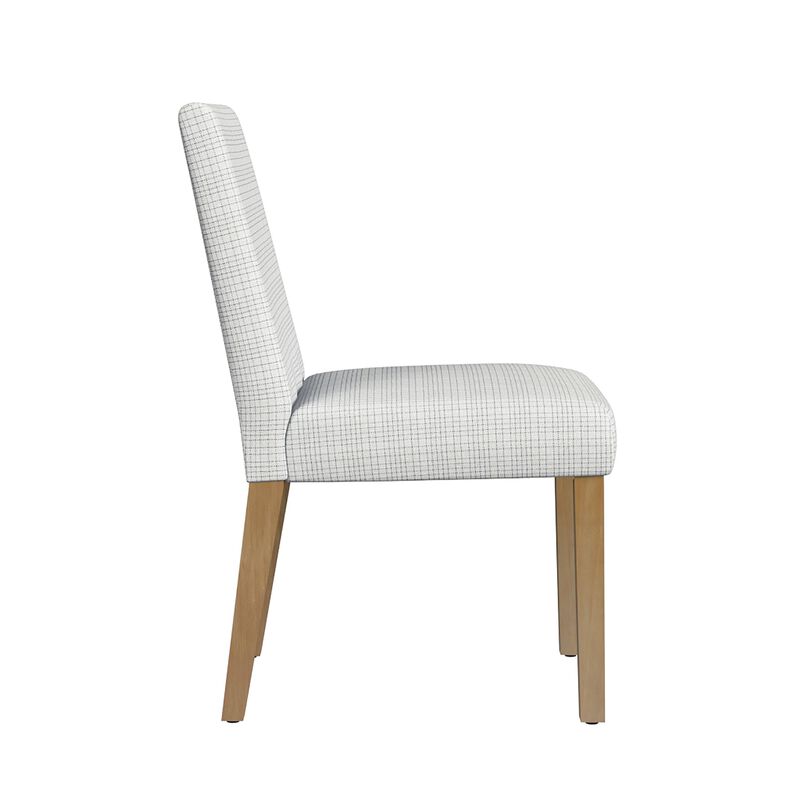 Kip Dining Chair, Honey Oak Wood, Cream Mini Grid Pattern Woven Fabric image number 3