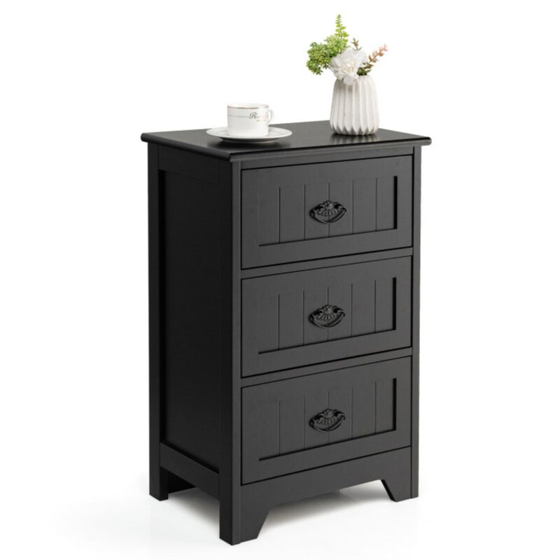 Hivvago 3-Drawer End Storage Wood Side Nightstand