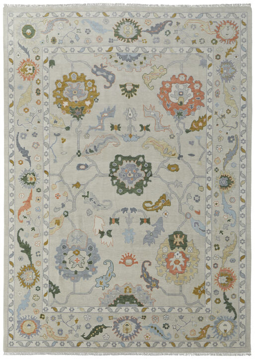 HomeRoots Wool Floral Hand Knotted Area Rug With Fringe