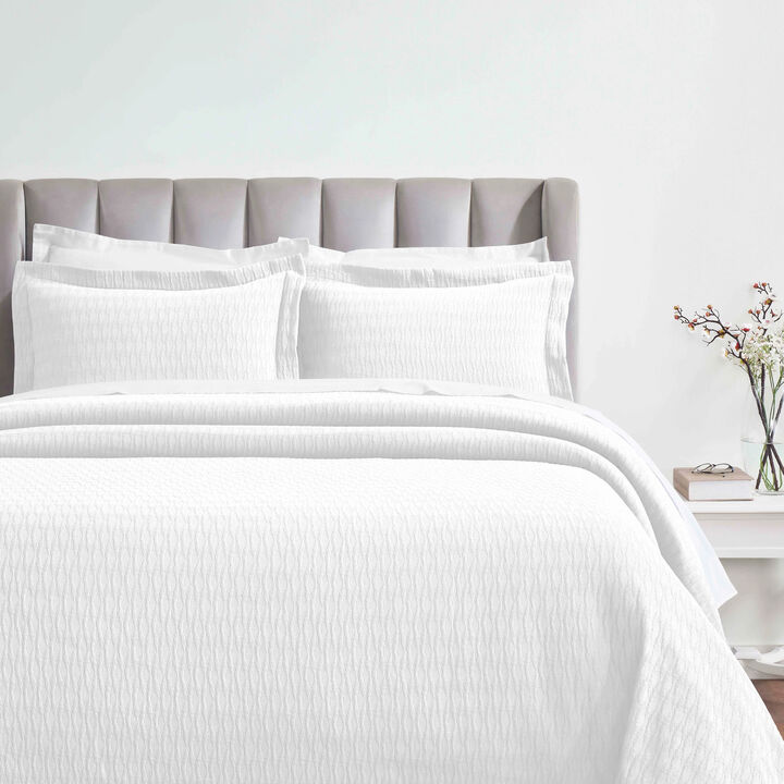 Lightweight Cotton Matelasse Bedspread Set with Diamond Pattern