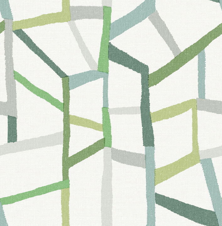 Tate Green Geometric Linen Wallpaper