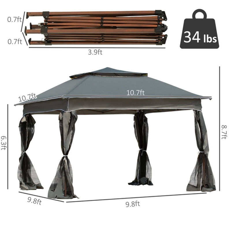 Waterproof Pop-Up Canopy Gazebo Quick Setup Shade Tent for Outdoor Spaces