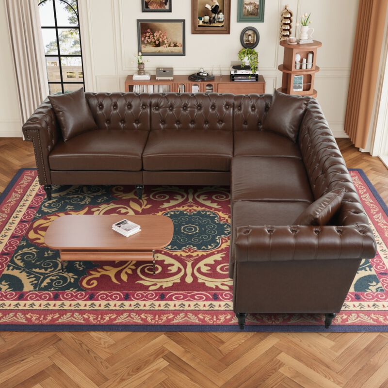 Zefwi Chesterfield L-Shaped Sectional Sofa image number 2