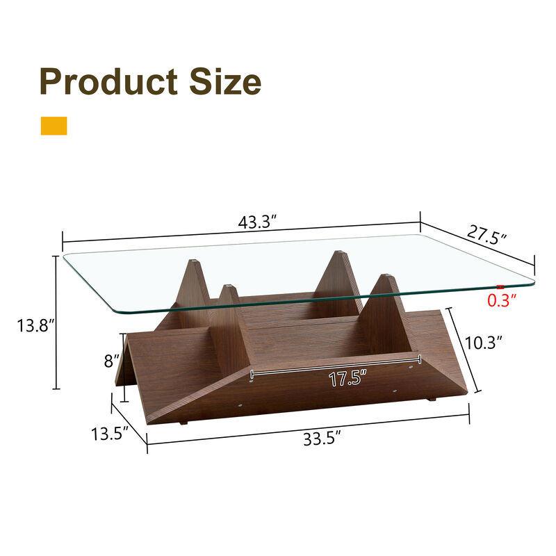 Molcul Tempered Glass & MDF Coffee Table image number 9