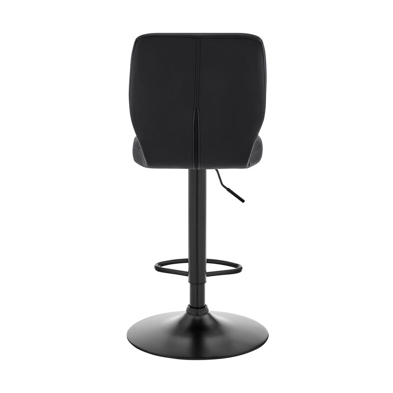Bardot Adjustable Height Black Faux Leather Swivel Stool