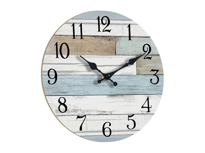 Coastal Country Rustic Retro Wall Clock 8 Inch Silent Non Ticking image number 2