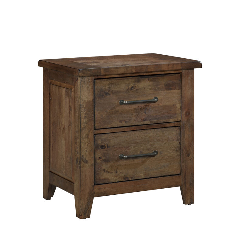Streamdale Rustic Bedroom Nightstand Solid Rubberwood