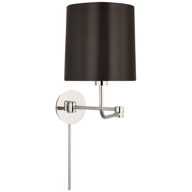 Go Lightly Swing Arm WallLight in Polished Nickel - Bronze Shade