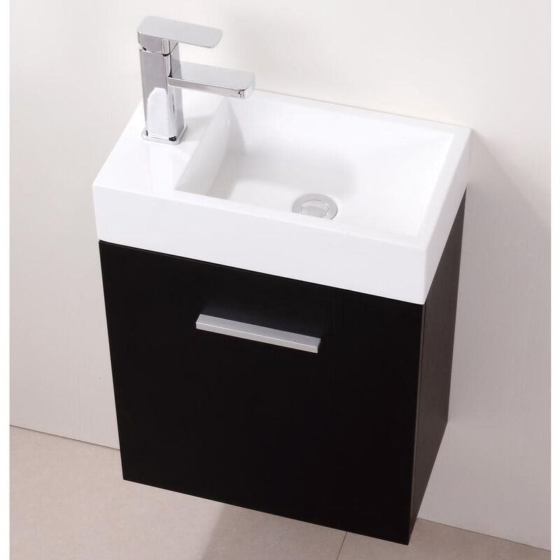Kubebath Bliss 18 Black Wall Mount Modern Bathroom Vanity