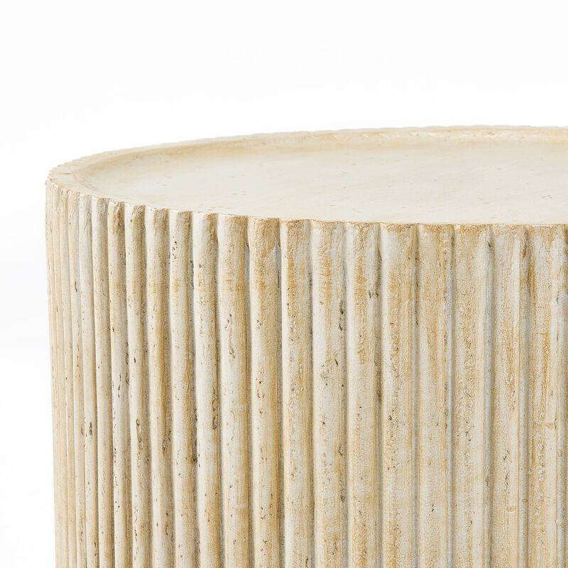 Christopher Knight Home Jayma Patio Modern Lightweight Concrete Round Fluted Coffee Table image number 7