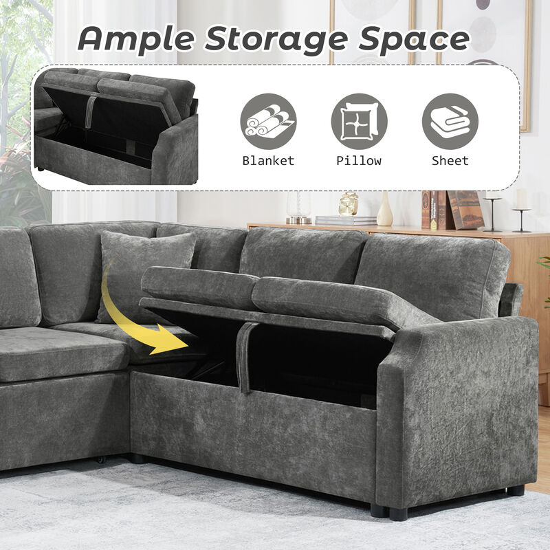 Merax Sectional Sofa Bed L-shaped Sectional