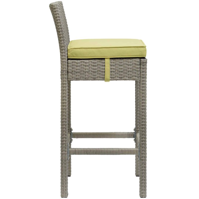 Modway EEI-3604-LGR-PER Conduit Outdoor Patio Wicker Rattan Bar Stools, Set of 2, Light Gray Peridot image number 2