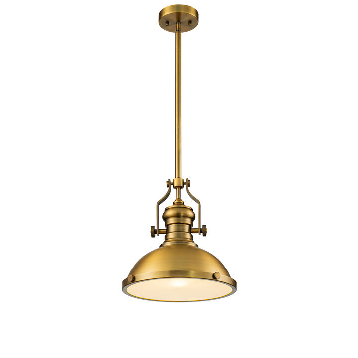 1-Light 13" Modern Industrial Antique Brass Single Dome Pendant Light For Kitchen Island