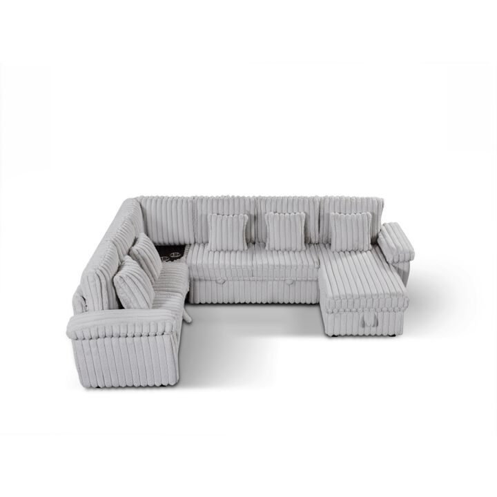 Jadrep  U-shaped Jumbo Corduroy Sectional Sleeper Sofa