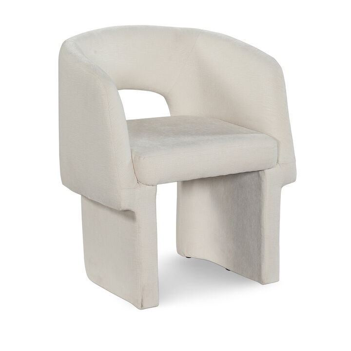 Meridian Furniture Emmet Cream Chenille Fabric Dining Chair / Accent Chair