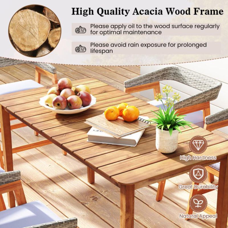 Hivvago Rectangular Outdoor Dining Table Acacia Wood for 4-6 People