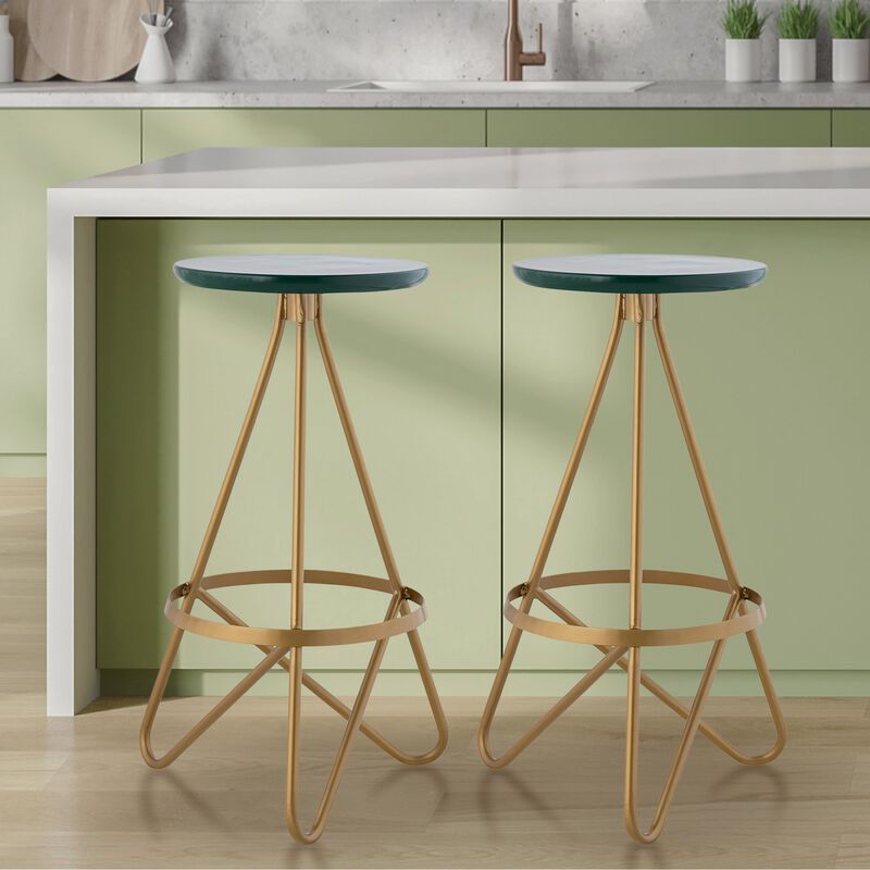 Spiroa Modern Industrial Metal Backless Circular Bar Stool