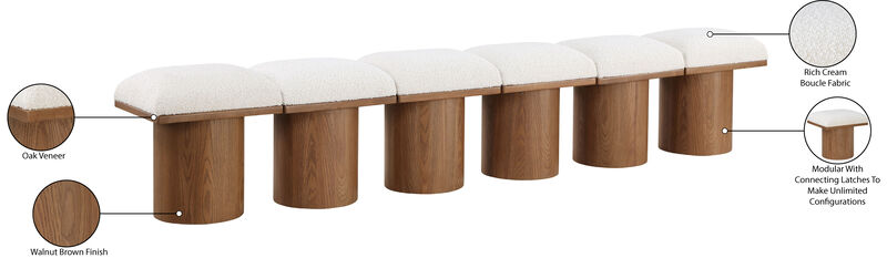 Meridian Furniture Pavilion Cream Boucle Fabric Bench