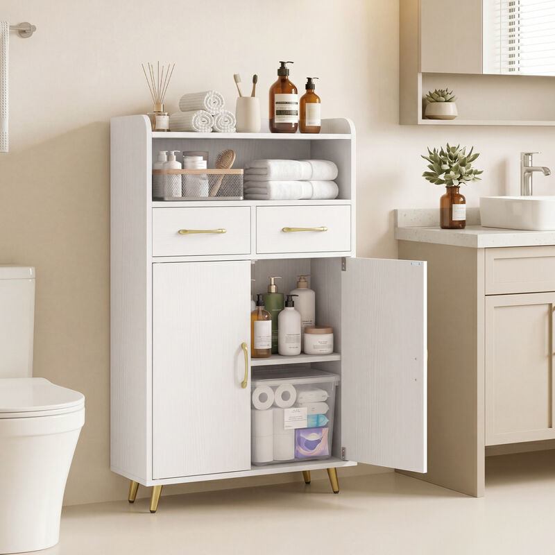 Bathroom Storage Cabinet with 2 Drawers and 2 Doors image number 3