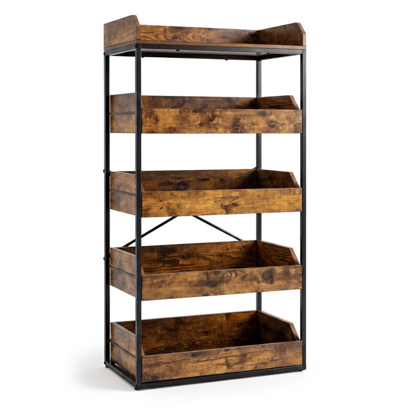 Multi Layer 5 Tier Storage Rack with 4 Sliding Drawers and Adjustable Feet for Pantry Use image number 0