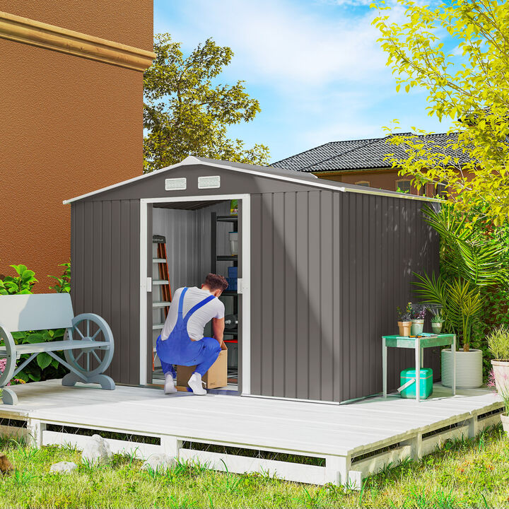 Hivvago 9' x 6' Garden Storage Shed with Double Locking Doors