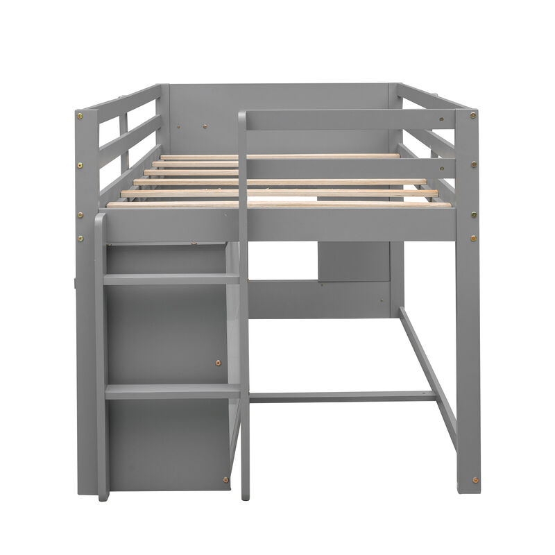 Merax Loft Bed with Cabinet and Shelf